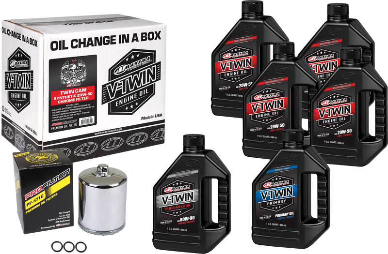 Maxima V-Twin Oil Change Kit - SYN OIL Change KIT TC Chrome Filter