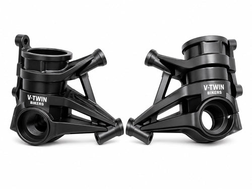 VTWIN BIKERS Radial Caliper Lowers (Pair) — Harley-Davidson Softail 2018-2026, Black Anodized