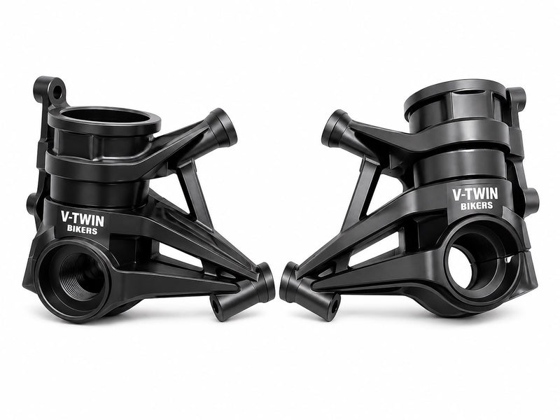 VTWIN BIKERS Radial Caliper Lowers (Pair) — Harley-Davidson Softail 2018-2026, Black Anodized