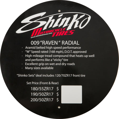Shinko Tire Stand Insert - Display Sign 009 Raven