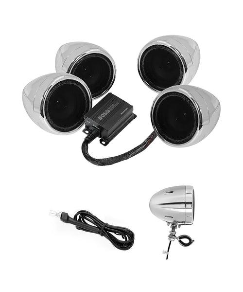 Boss Audio MC470 Handlebar Speaker System Chrome 4-Speaker Bluetooth - Harley & Indian V-Twin
