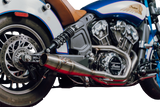 Sawicki Indian Scout Long Cannon Exhaust - MID Length Cannon Brushed SS