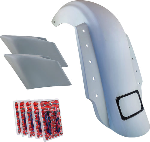 Baggernation Swoop Fender Kit - Dual Outlet Black License Frame/Stretched