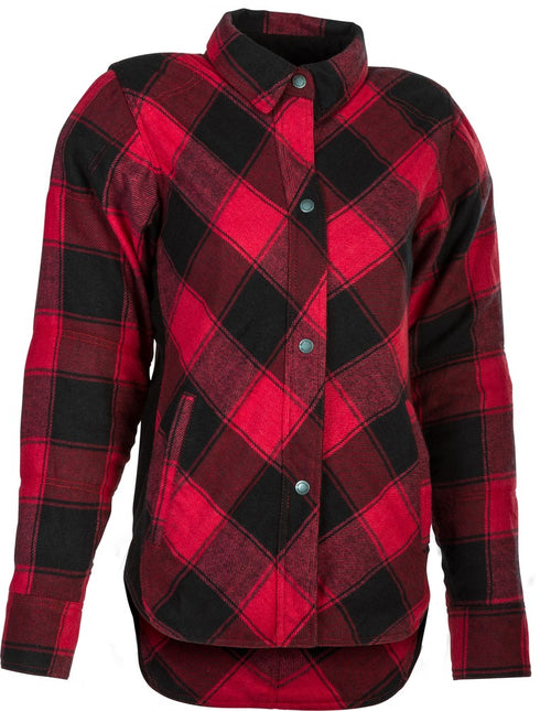 Highway 21 Women's Rogue Flannel Red/Black SM - Armored Riding Shirt for Harley & Indian V-Twin