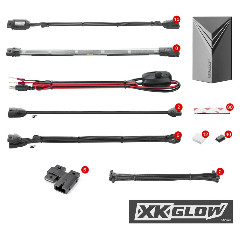 Xk Glow Multi-color Motorcycle LED Accent Light Kit w/Remote Key Fob - 18pc 7 C…