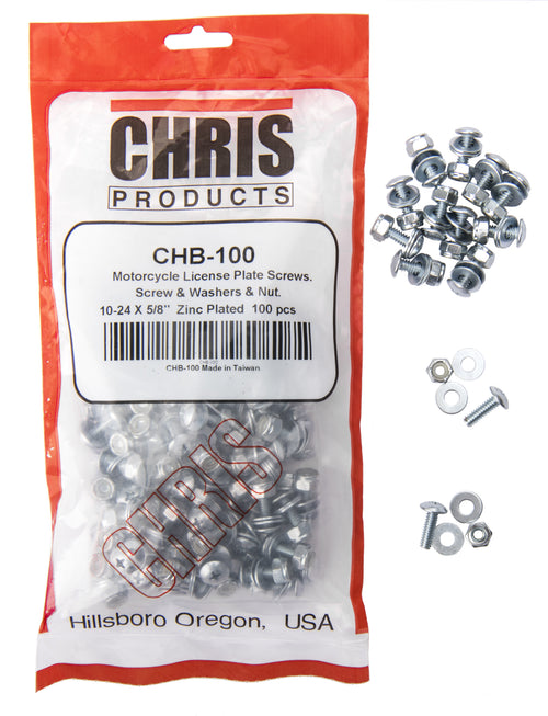 Chris Products License Plate Fasteners - 100/PK 100 Pack