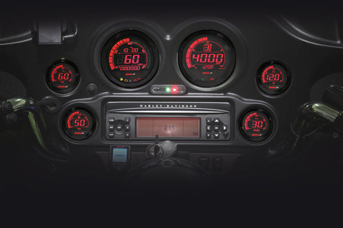 Koso Digital Harley Gauge Cluster - KIT Black Bezel OIL Temp