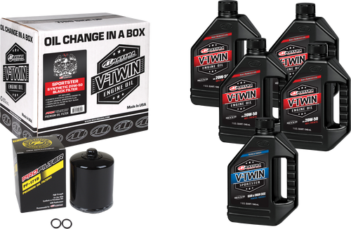 Maxima V-Twin Oil Change Kit - SYN OIL Change KIT XL Black Filter