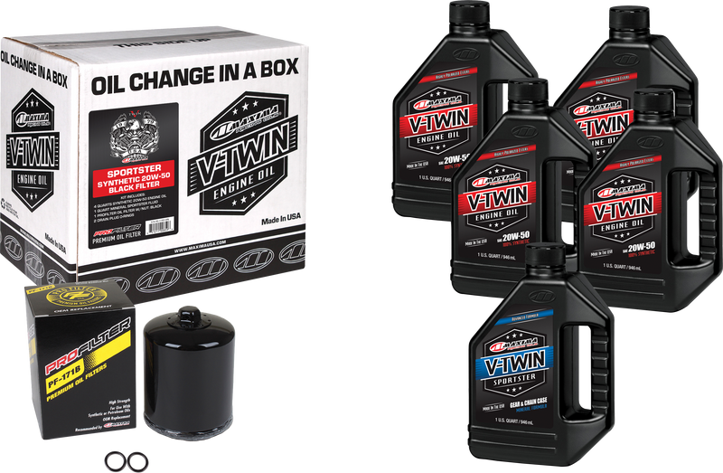 Maxima V-Twin Oil Change Kit - SYN OIL Change KIT XL Black Filter