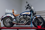 Sawicki Shorty Exhaust - Brushed Stainless with Black End Cap - Indian Scout
