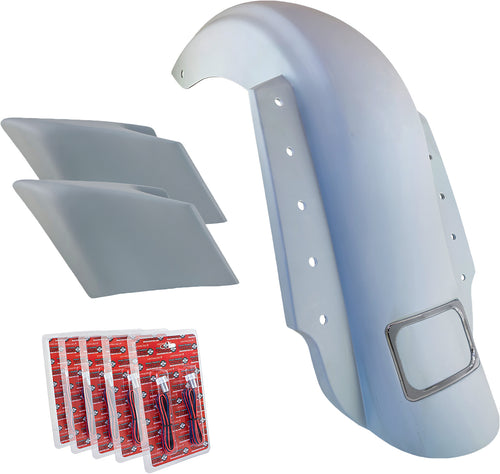 Baggernation Swoop Fender Kit - Dual Outlet Chrome License Frame/Stretched