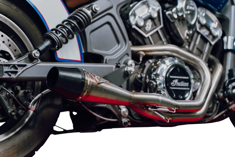 Sawicki Indian Scout Shorty Exhaust - Brushed SS W/ BLK END CAP