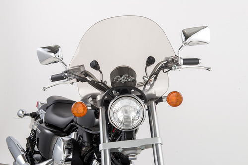 Slipstreamer S-10 Viper Smoke Windshield with Chrome Hardware - Harley & Indian V-Twin