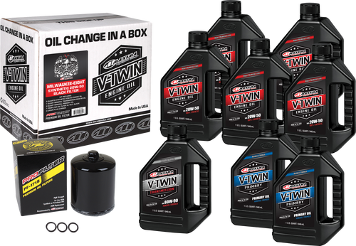 Maxima V-Twin Oil Change Kit - SYN OIL Change KIT M8 Black Filter