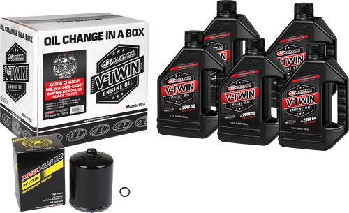 Maxima V-Twin Quick Change Oil Filter Kit - SYN OIL Change KIT M8 Black Filter