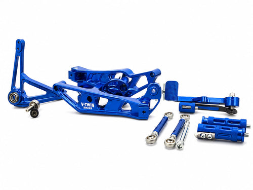 VTWIN BIKERS Mid Controls Kit — Harley-Davidson Low Rider S / ST & Fat Bob 2018-2026, Blue Anodized