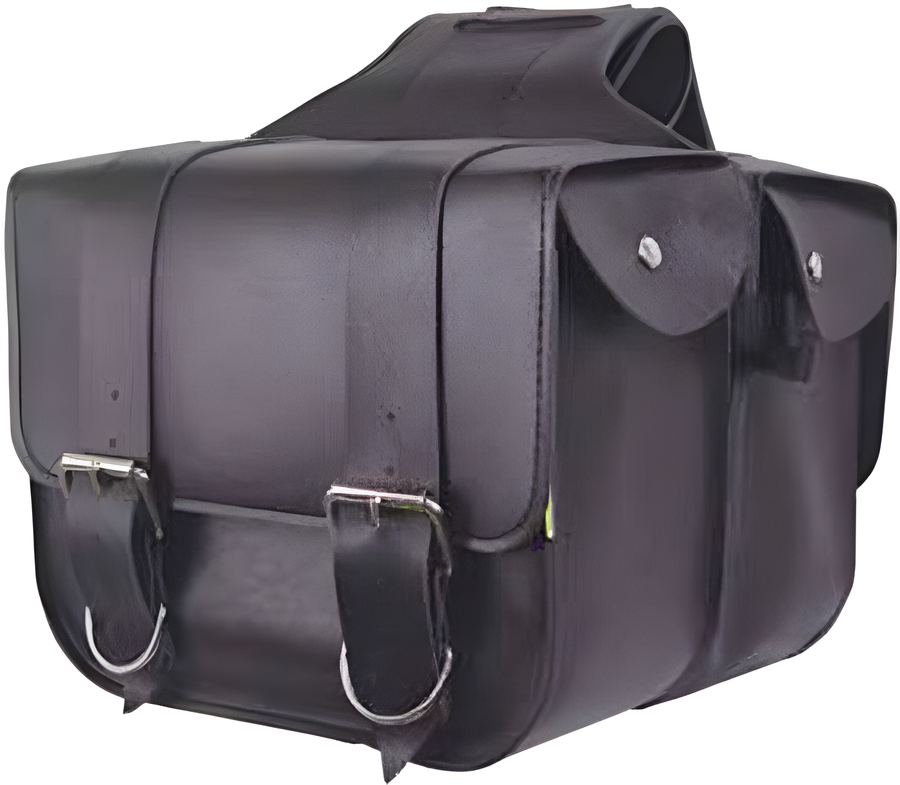 Willie & Max Touring Black Synthetic Leather Saddlebag - Harley & Indian V-Twin