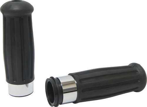 Harddrive Vintage Grips - Chrome Ring Throttle BY Wire — Harley-Davidson Road King, Electra Glide Ultra Classic, Street Glide (2008-2019)