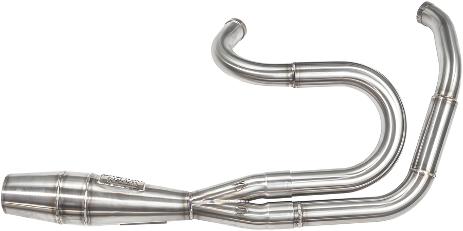 Sawicki 2-into-1 FXR Shorty Cannon Exhaust - Brushed Stainless Steel Harley Dyna