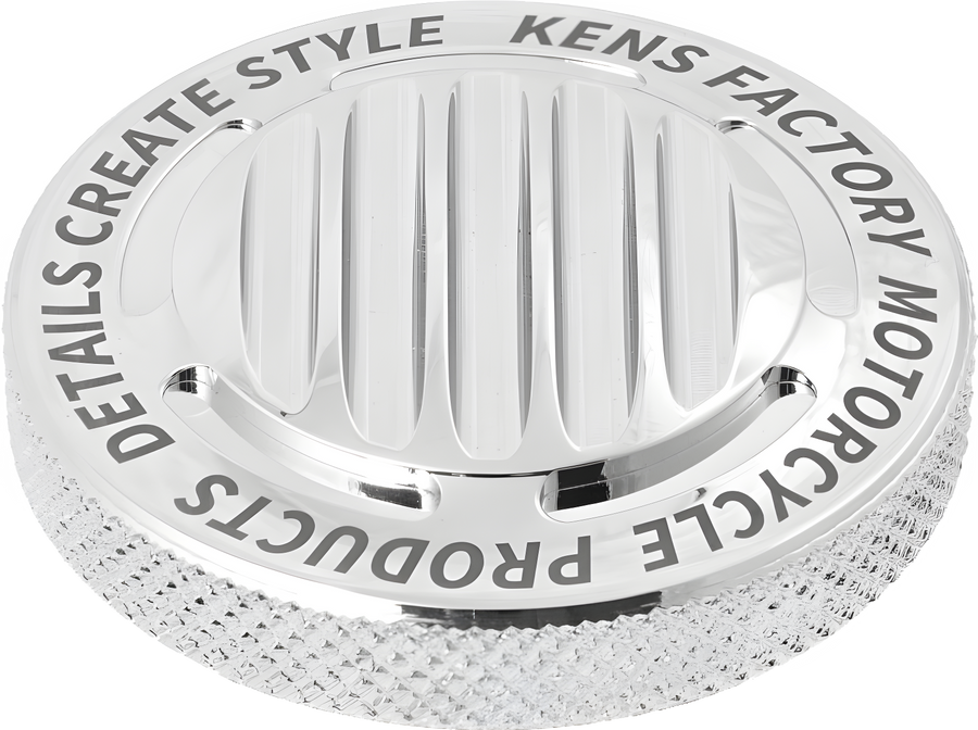 Kens Factory NX LVL Finned Chrome Left-Hand Dummy Gas Cap - Harley Milwaukee-Eight Touring & Softail