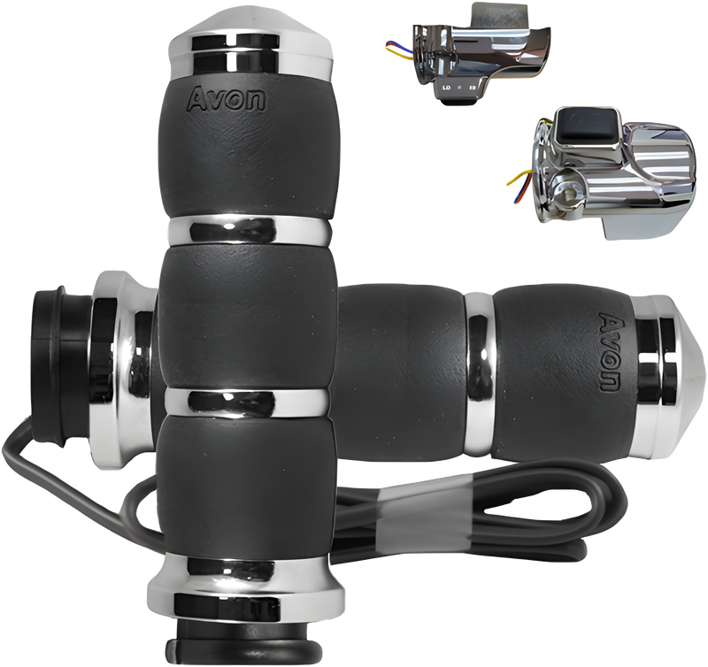 Avon Velvet Air Twist Grip - Heated Chrome Twist Grip — Harley-Davidson Road Glide Limited, Trike Road Glide 3, Road Glide Custom (2023-2024)