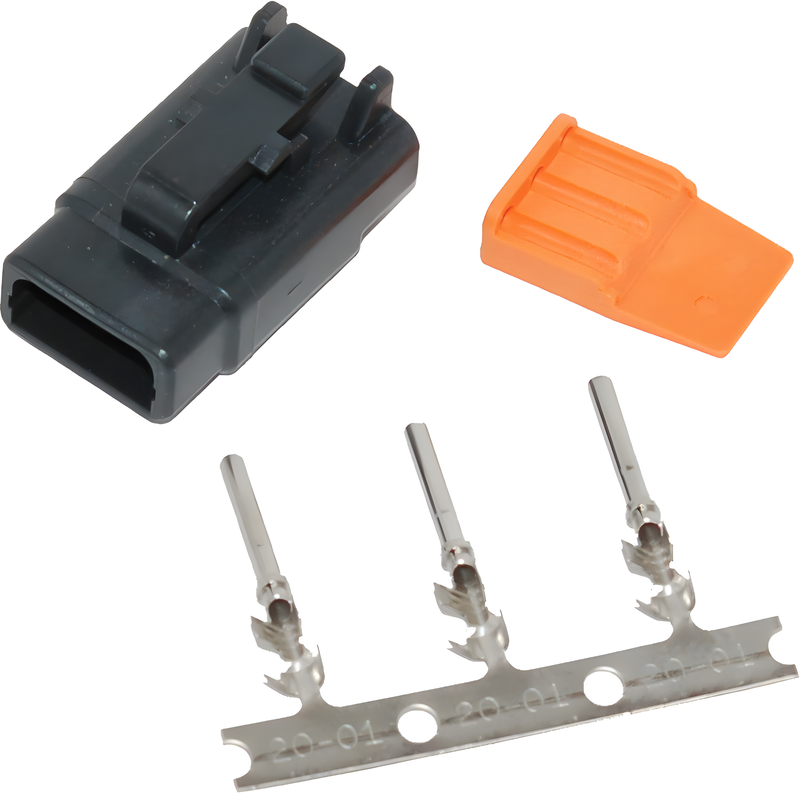 NAMZ Custom Cycle Deutsch DTM Plug and Wedgelock - 3-PIN Black Plug W/3 Trmnls/…