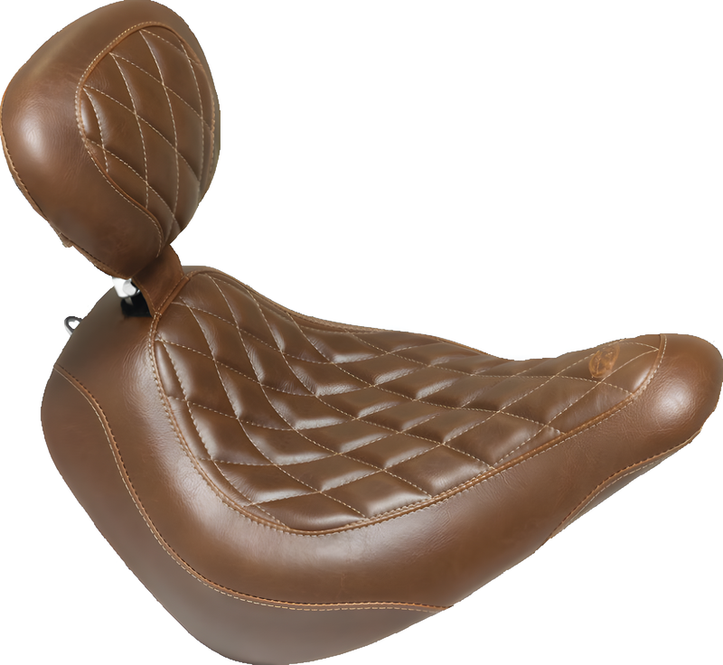 Mustang Motorcycle Solo with Driver Backrest Diamond — 2018-2021 Harley-Davidson Low Rider