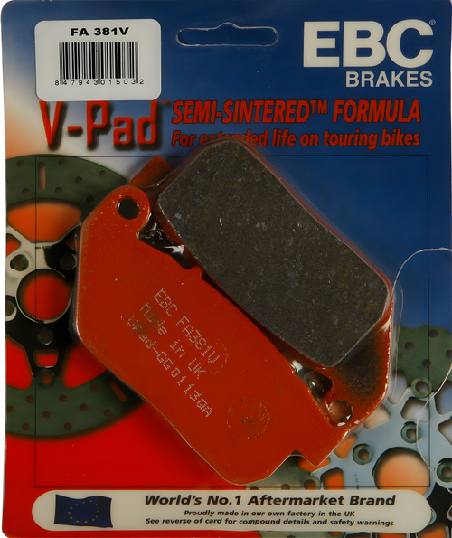 EBC Semi-Sintered Brake Pads - Fa381v V-Series — Harley-Davidson Sportster 1200 Custom, Super Low, Sportster 1200 Low (2004-2013)