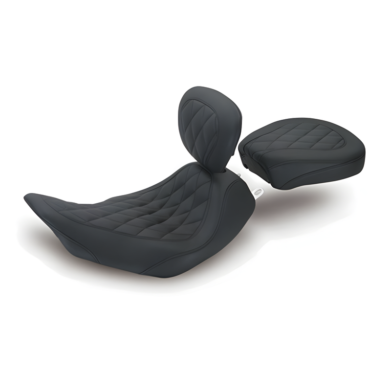 Mustang Motorcycle Solo with Driver Backrest Diamond — 1997-2007 Harley-Davidson