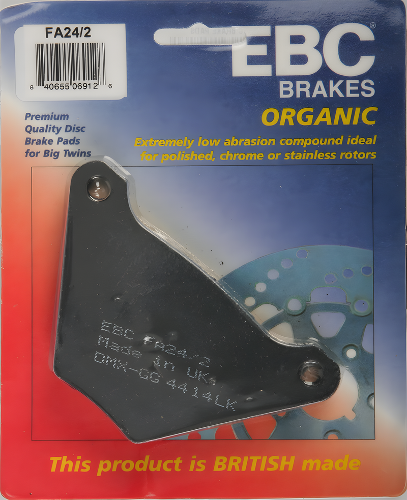 EBC Standard Brake Pads - Fa24/2 Organic — Harley-Davidson Electra Glide, Super Glide, Low Rider (1972-1984)