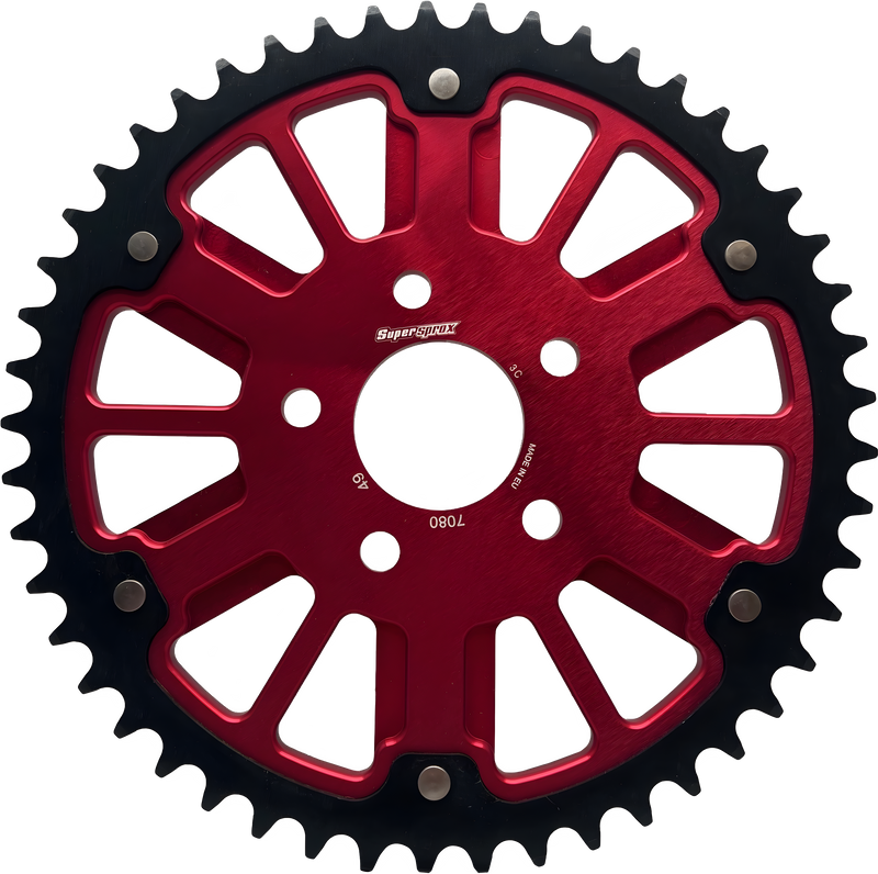 Supersprox Stealth 53T Rear Sprockets - Sprocket RED Alum CAR BLK Steel Teeth — Harley-Davidson (1984-2025)