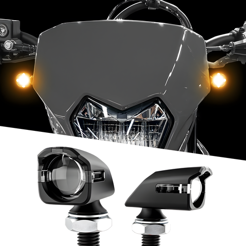 Xk Glow Mini LED Turn Signal - Black Amber Pair