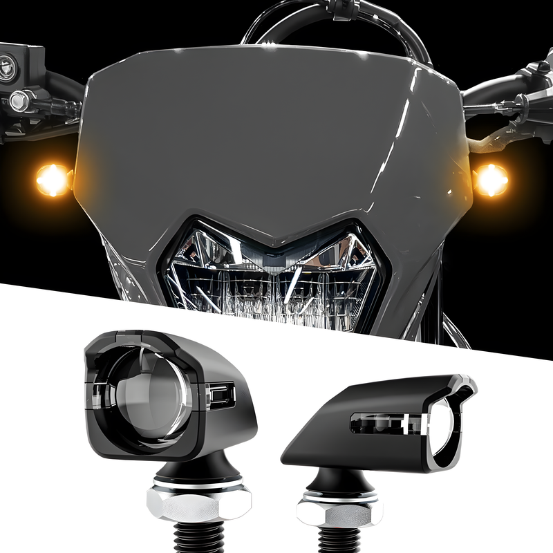 Xk Glow Mini LED Turn Signal - Black Amber Pair
