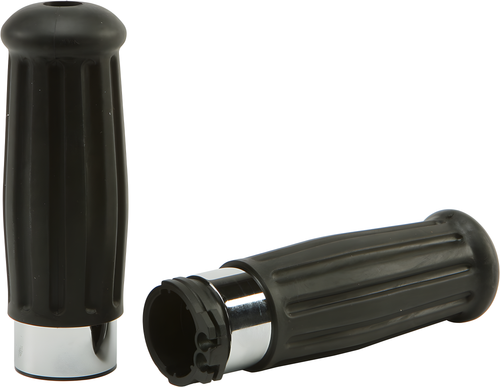 Harddrive Vintage Grips - Chrome Ring 1973-1995 Cable Throttle — Harley-Davidson Electra Glide Classic, Super Glide, Tour Glide Classic (1980-1995)