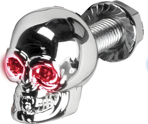 Harddrive Lighted Skull License Plate Screw - LIC Plate Screw RED