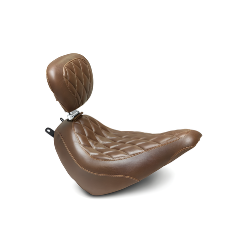 Mustang Motorcycle Solo with Driver Backrest Diamond — 2018-2021 Harley-Davidson