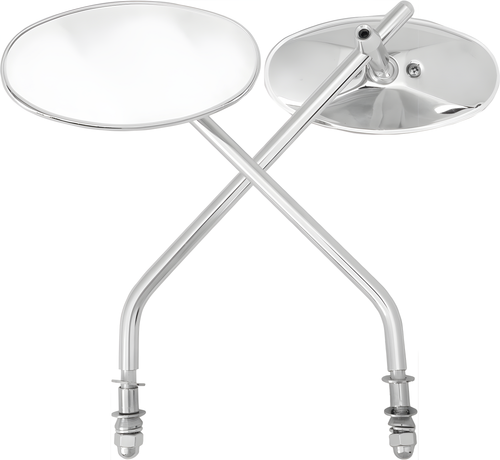 Harddrive Chrome Oval Mirror - Long Stem