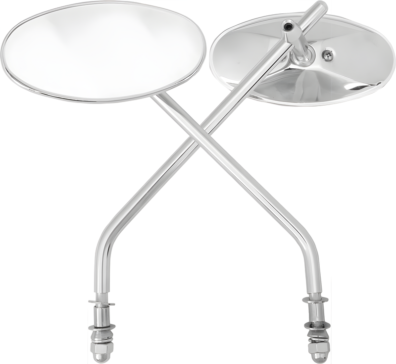 Harddrive Chrome Oval Mirror - Long Stem