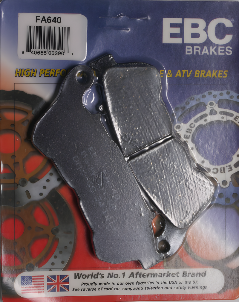 EBC Standard Brake Pads - PAD Fa640 Organic — Harley-Davidson Sportster 1200 Custom, Forty-Eight, Super Low (2014-2018)