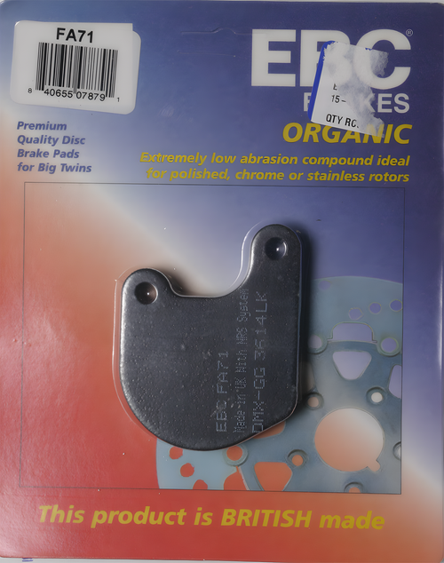 EBC Standard Brake Pads - Fa71 Organic — Harley-Davidson Super Glide, Low Rider, Sportster 1000 (1978-1983)