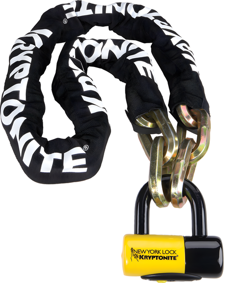 Kryptonite New York Fahgettaboudit Chain w/Lock - Chain/Disc Lock 5ft Black/Yel…