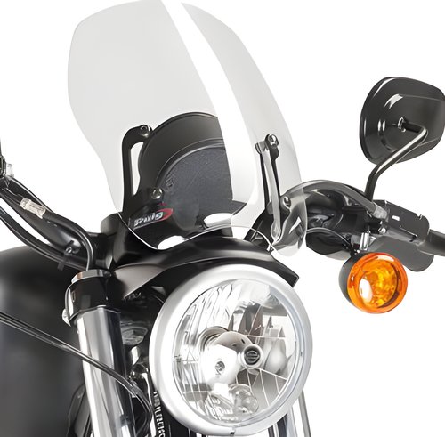 PUIG Naked New Gen Windscreen - Clear `04-UP XL (ex 48) — Harley-Davidson Sportster 1200 Custom, Super Low, Iron 883 (2004-2020)