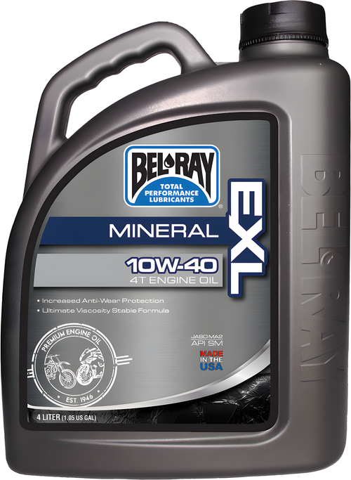 Bel-Ray EXL Mineral 4T Engine Oil - 10w40 4t 4l (4/Case Sold Ea)