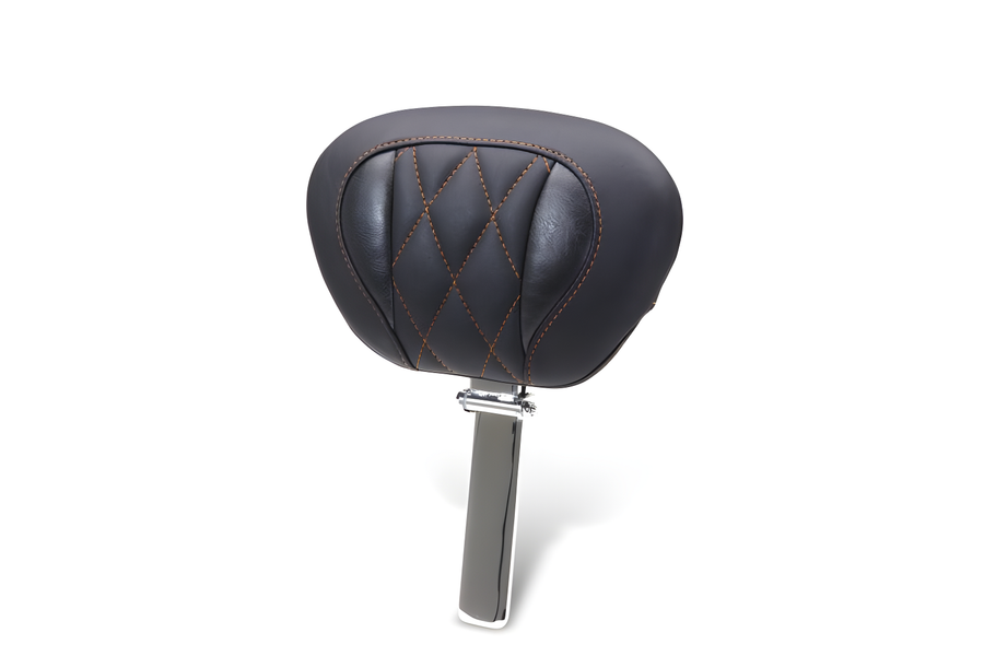 Mustang Motorcycle Deluxe Diamond Driver Backrest Mandarin Orange Stitching - Harley Touring