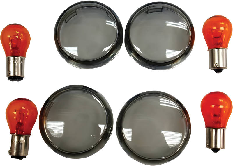 Harddrive Smoked Turn Signal Lens Kit - Bullet — Harley-Davidson Sportster 1200 Custom, Softail Fat Boy, Dyna Wide Glide (2000-2020)