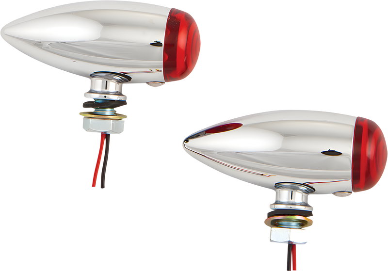 Harddrive Universal LED Marker Light - Bullet Marker Light Chrome W/RED Lens