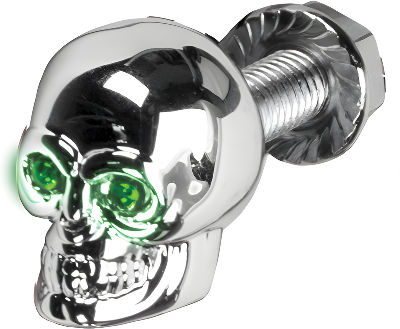 Harddrive Lighted Skull License Plate Screw - LIC Plate Screw Green