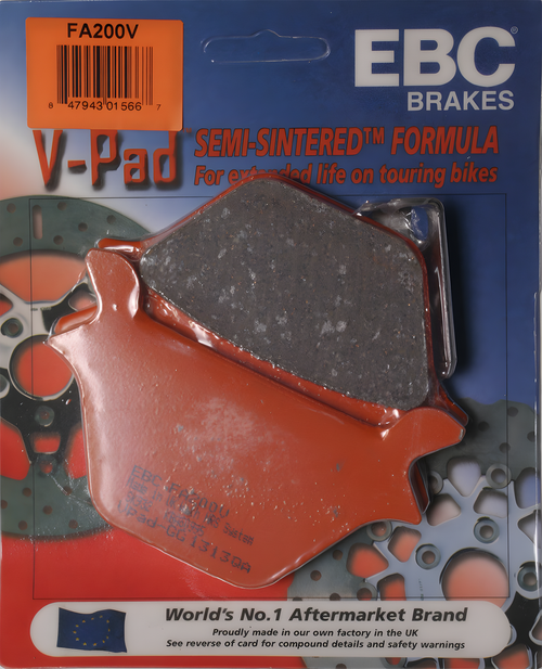 EBC Semi-Sintered Brake Pads - Fa200v V-Series — Harley-Davidson Softail Custom, Sportster 883, Sportster 883 Hugger (1987-1999)