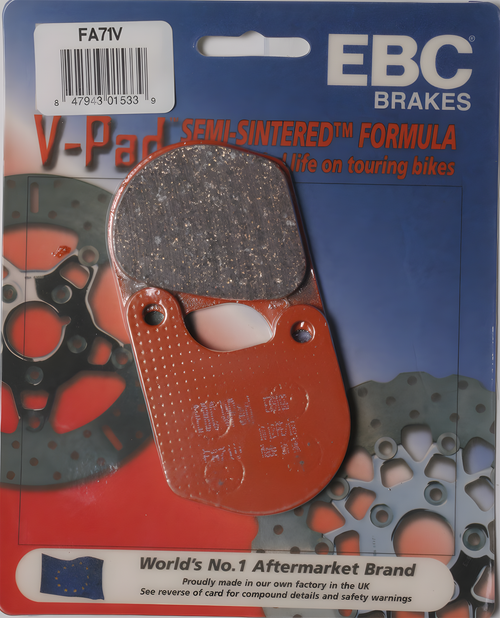 EBC Semi-Sintered Brake Pads - Fa71v Semi-Sintered V Series — Harley-Davidson Super Glide, Low Rider, Sportster 1000 (1977-1983)