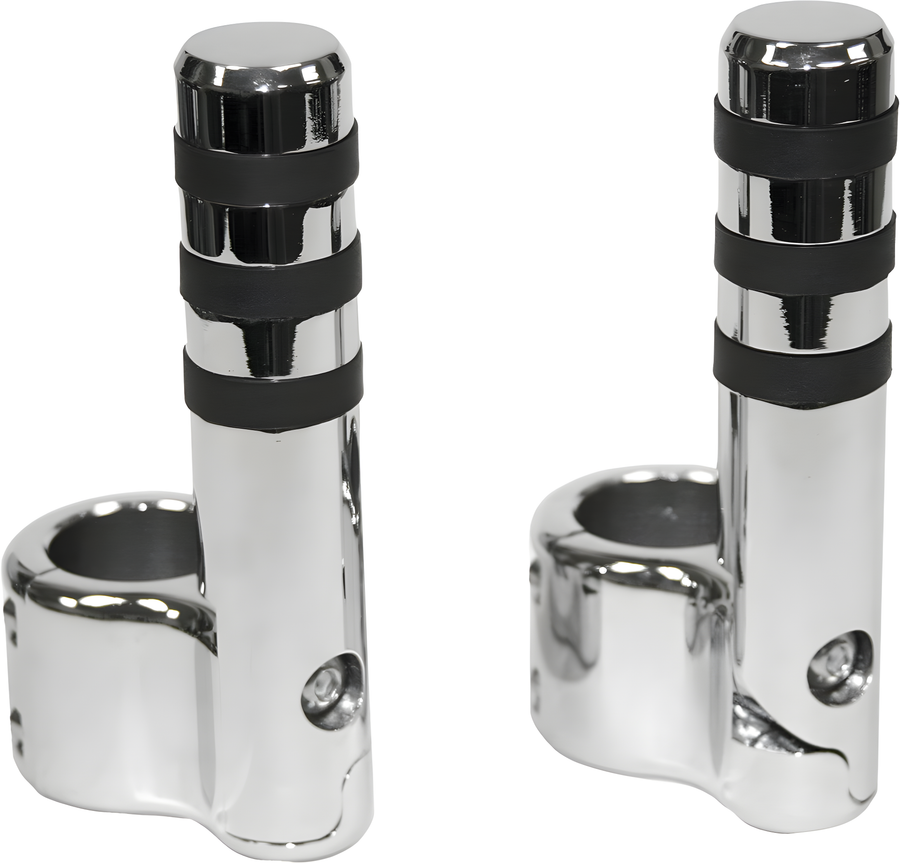Lindby Clamp-On Pegs Wide O-Ring Chrome for 1 1/2" Bar - Harley & Indian V-Twin